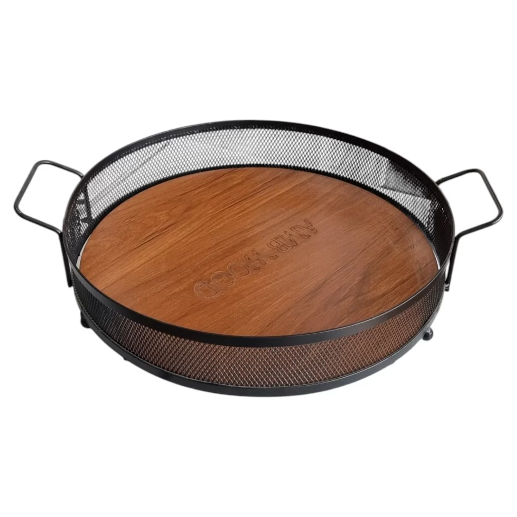 سینی گرد چوبی فلزی فینگرفود