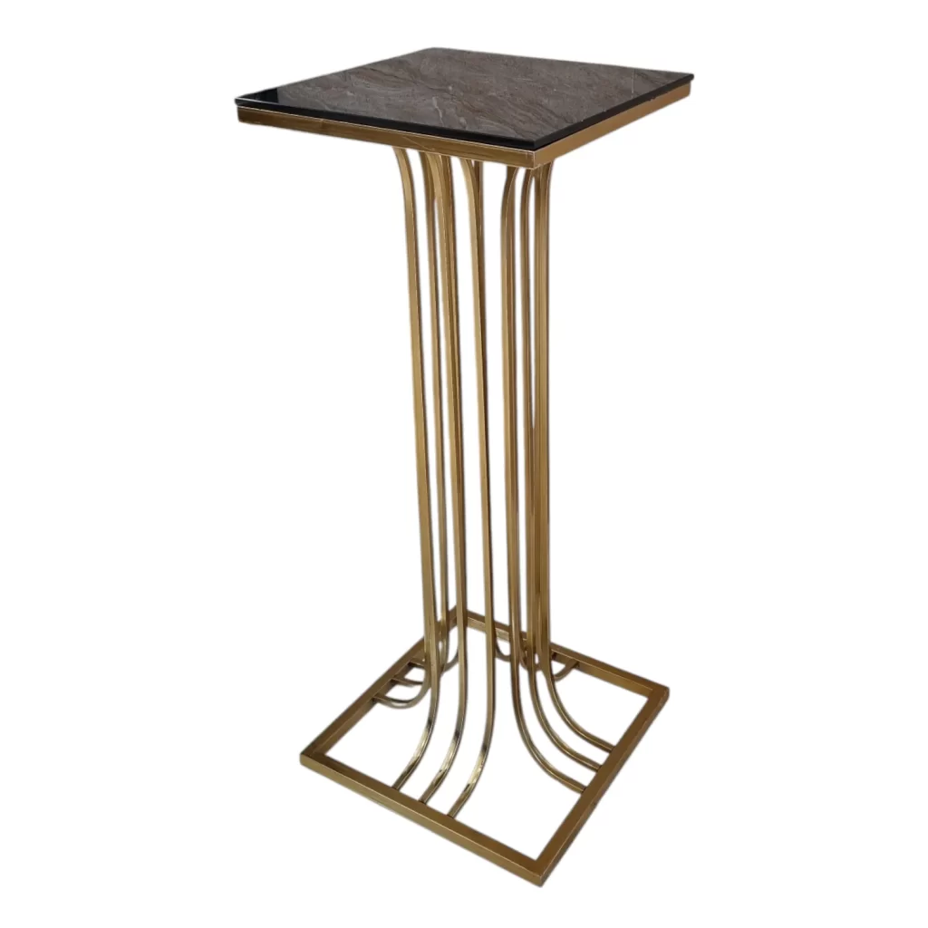 میز سوارز ستونی مربعی طلایی